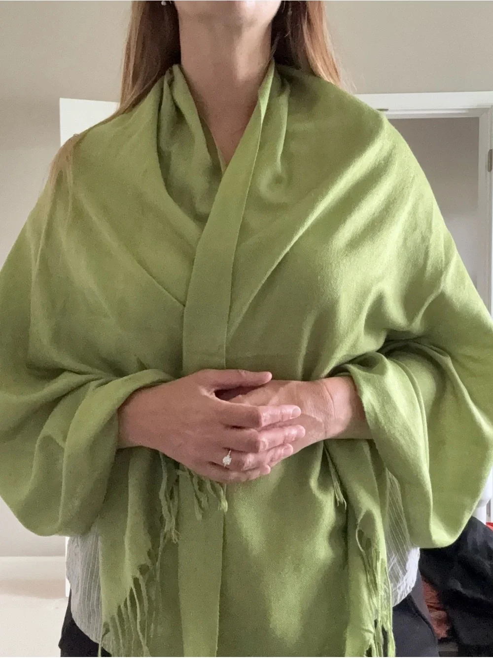 Solid Lime Green Fringe Classic Wrap Shawl Scarf